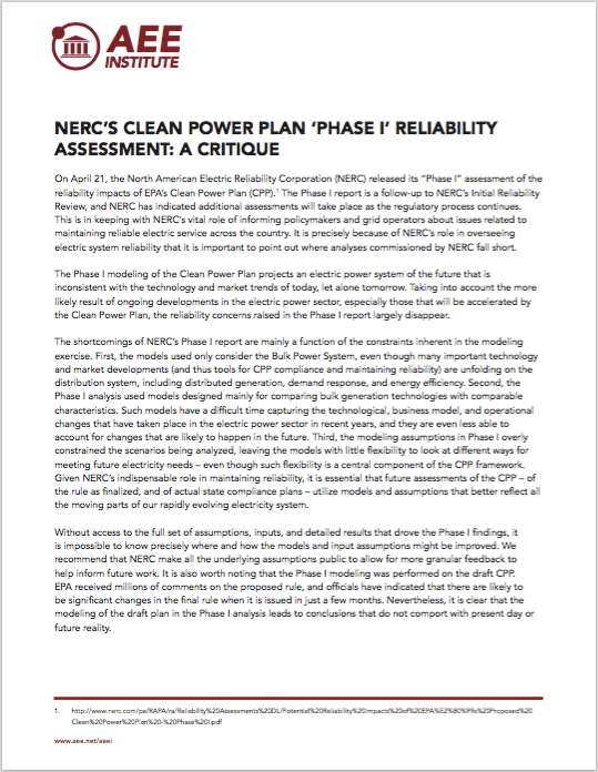 NERC's Clean Power Plan, Phase I Critique